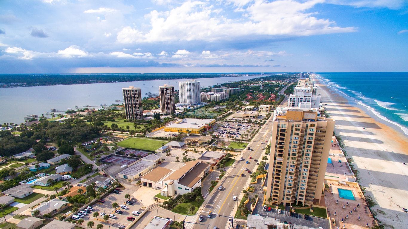 Daytona Beach, Florida — aerial view of the coastline where Blue Zone You is located